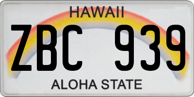 HI license plate ZBC939