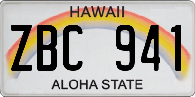 HI license plate ZBC941