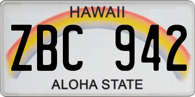 HI license plate ZBC942
