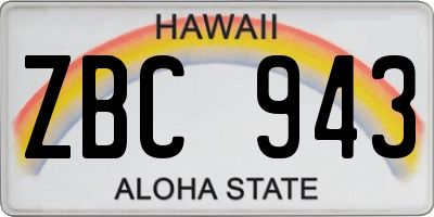 HI license plate ZBC943