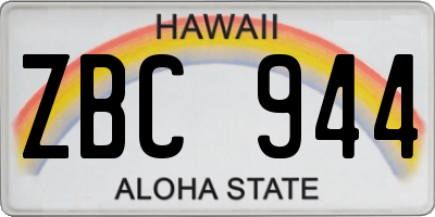 HI license plate ZBC944