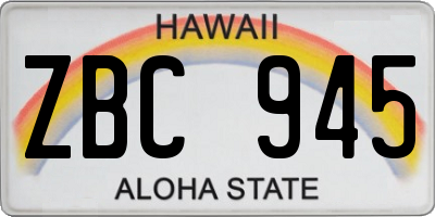 HI license plate ZBC945
