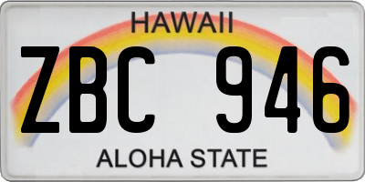 HI license plate ZBC946