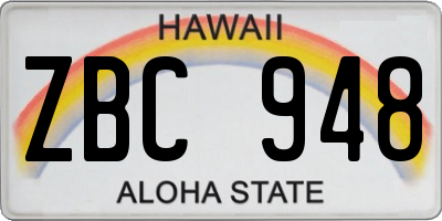 HI license plate ZBC948