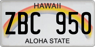 HI license plate ZBC950