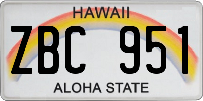 HI license plate ZBC951