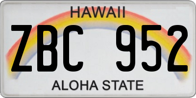 HI license plate ZBC952