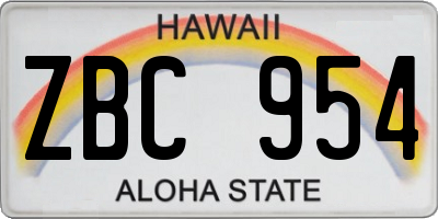 HI license plate ZBC954