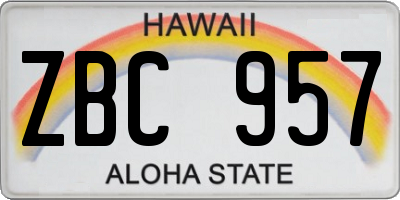 HI license plate ZBC957