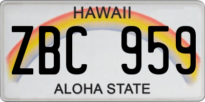 HI license plate ZBC959