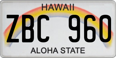 HI license plate ZBC960