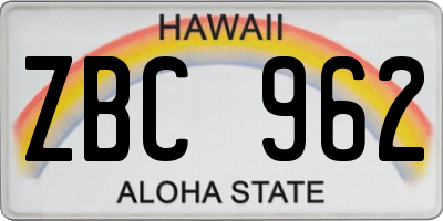 HI license plate ZBC962