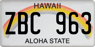 HI license plate ZBC963