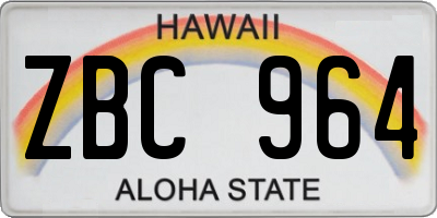 HI license plate ZBC964