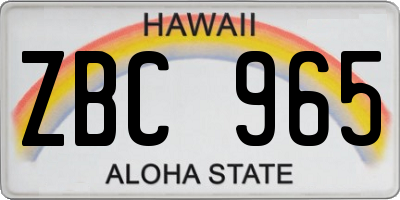 HI license plate ZBC965