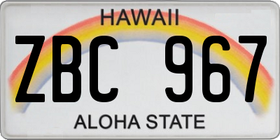 HI license plate ZBC967