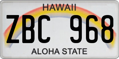 HI license plate ZBC968