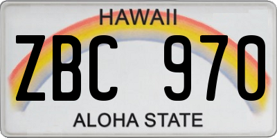 HI license plate ZBC970