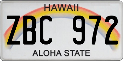 HI license plate ZBC972