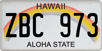HI license plate ZBC973