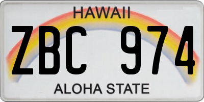 HI license plate ZBC974