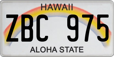 HI license plate ZBC975