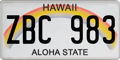 HI license plate ZBC983