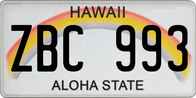 HI license plate ZBC993