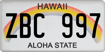 HI license plate ZBC997