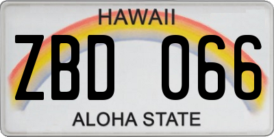 HI license plate ZBD066