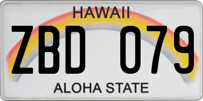 HI license plate ZBD079