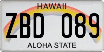 HI license plate ZBD089