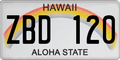 HI license plate ZBD120