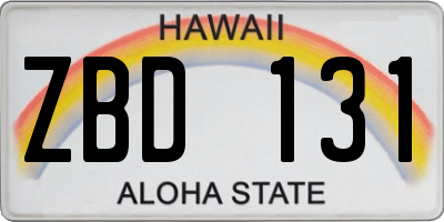 HI license plate ZBD131