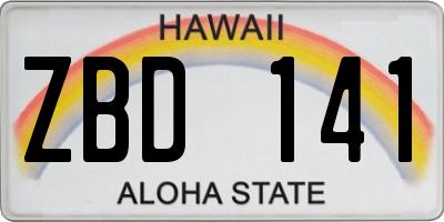 HI license plate ZBD141