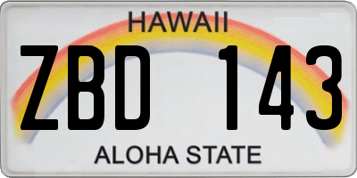 HI license plate ZBD143