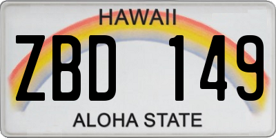 HI license plate ZBD149