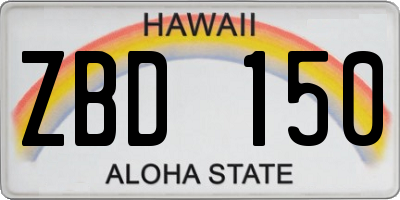 HI license plate ZBD150