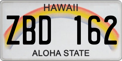 HI license plate ZBD162