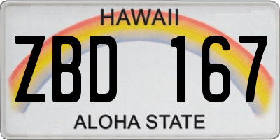 HI license plate ZBD167