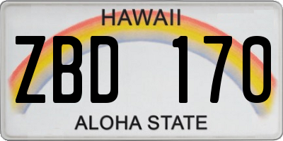 HI license plate ZBD170