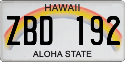 HI license plate ZBD192