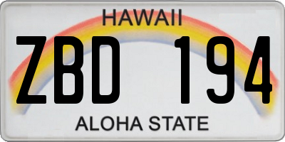 HI license plate ZBD194