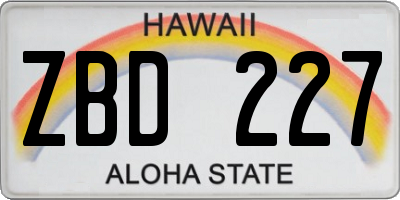 HI license plate ZBD227