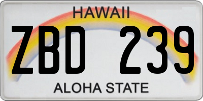HI license plate ZBD239