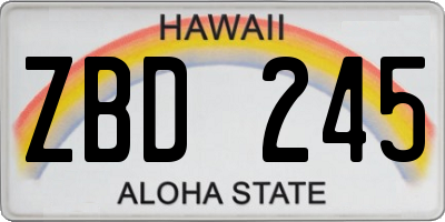 HI license plate ZBD245