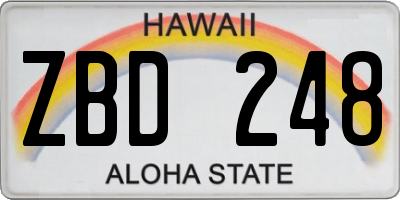 HI license plate ZBD248