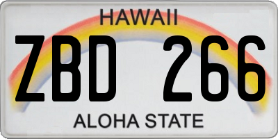 HI license plate ZBD266