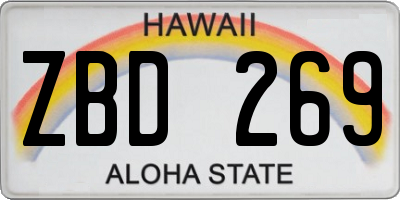 HI license plate ZBD269