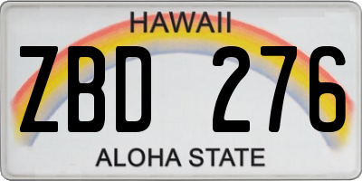 HI license plate ZBD276